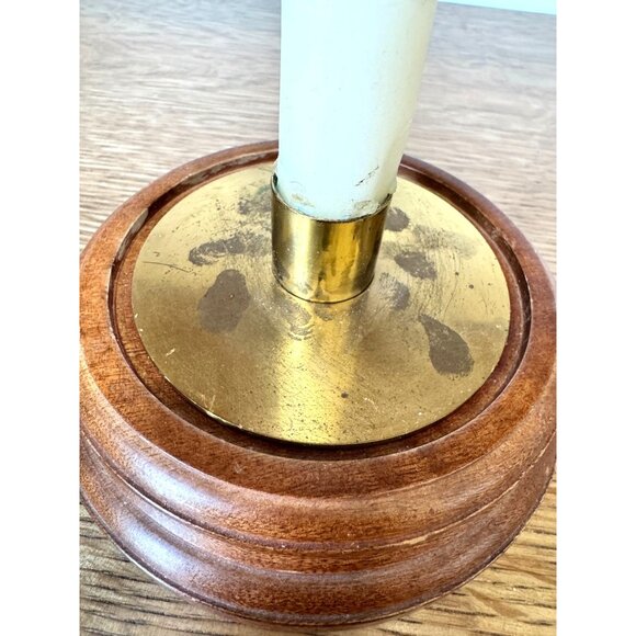 Vintage Hurricane Candle Holder With Brass Base & Glass Shade  8" Tall - Picture 2 of 10